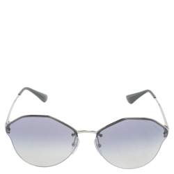 Prada Silver Tone/Grey SPR64T Gradient Oval Sunglasses