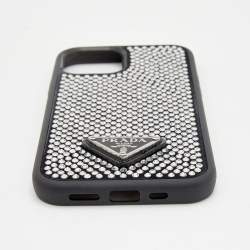 Prada Black Crystal Embellished Suede iPhone 12 And 12 Pro cover