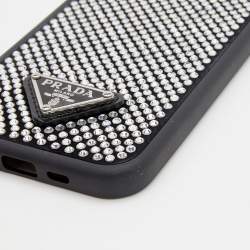 Prada Black Crystal Embellished Suede iPhone 12 And 12 Pro cover