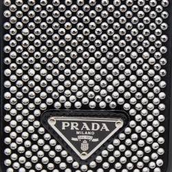 Prada Black Crystal Embellished Suede iPhone 12 And 12 Pro cover