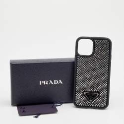 Prada Black Crystal Embellished Suede iPhone 12 And 12 Pro cover