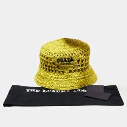 Pre Owned Prada Green Crochet Bucket Hat M