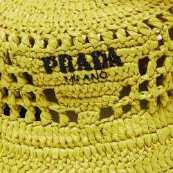Pre Owned Prada Green Crochet Bucket Hat M