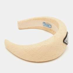 Pre Owned Prada Beige Wicker Wide Hairband