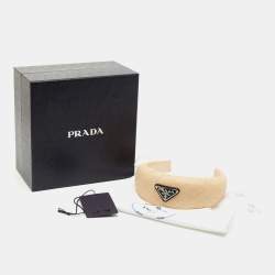 Pre Owned Prada Beige Wicker Wide Hairband