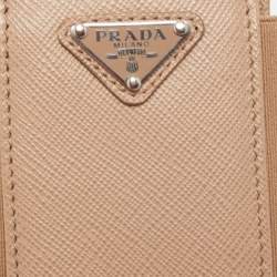 Prada Beige Saffiano Leather and Elastic Fabric Lanyard Phone Case