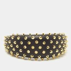 Prada Black Studded Leather Headband
