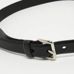 Prada Black Leather Slim Belt 85CM