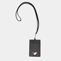 Prada Black Saffiano Leather Badge Holder
