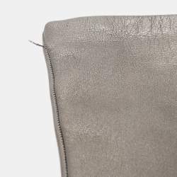 Prada Metallic Silver Leather Long Gloves Size 7.5