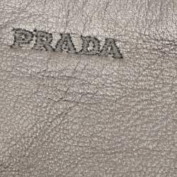 Prada Metallic Silver Leather Long Gloves Size 7.5