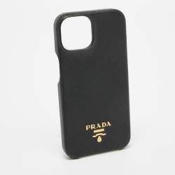 Prada Black Saffiano Leather iPhone 14 Case