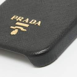 Prada Black Saffiano Leather iPhone 14 Case