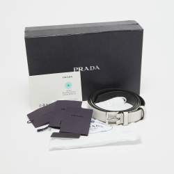 Prada White Leather Slim Belt 80 CM