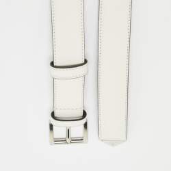 Prada White Leather Slim Belt 80 CM
