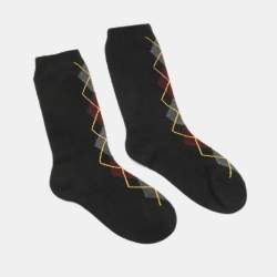 Prada Black Patterned Wool Socks S
