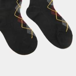Prada Black Patterned Wool Socks S