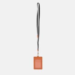 مملوكة مسبقًا Prada Orange Saffiano Leather Badge Holder