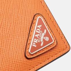 مملوكة مسبقًا Prada Orange Saffiano Leather Badge Holder