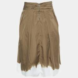 Prada Green Tie-Dye Cotton Smocked Knee Length Skirt M