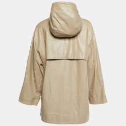 مملوكة مسبقًا Prada Beige Leather Hooded Zip-Up Coat S