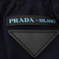 Pre Owned Prada Navy Blue Cotton Waist Tie Detail Midi Skirt L