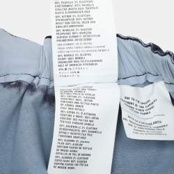 Pre Owned Prada Navy Blue Cotton Waist Tie Detail Midi Skirt L