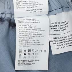 Pre Owned Prada Navy Blue Cotton Waist Tie Detail Midi Skirt L