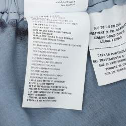 Pre Owned Prada Navy Blue Cotton Waist Tie Detail Midi Skirt L