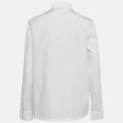 Pre Owned Prada White Poplin Logo Applique Detail Shirt M