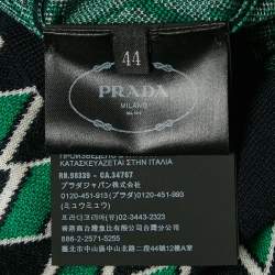 Pre Owned Prada Navy Green Jacquard Wool Knit Polo T-Shirt M