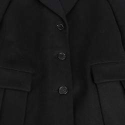 Prada Black Wool Pleated Detail Coat Size 36 