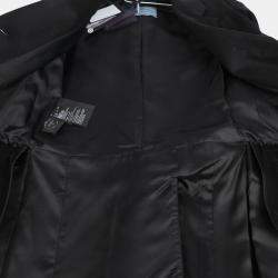 Prada Black Wool Pleated Detail Coat Size 36 