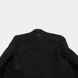 Prada Black Wool Pleated Detail Coat Size 36 
