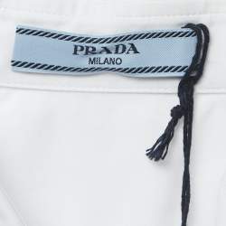 مملوكة مسبقًا Prada White Poplin Long Sleeve Shirt with Tie XS