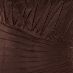 Prada Brown Cotton Pleated Detail Midi Dress S