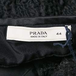 Prada Black Textured Organza Silk Halter Neck Mini Dress M