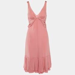 Prada Pink Silk Pleated Midi Dress M