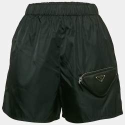 Prada Black R-Nylon Triangle Pocket Detail Shorts XXS