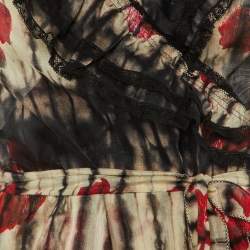 مملوكة مسبقًا توب برادا قطن مطبوع متعدد الألوان برباط دانتيل مقاس كبير