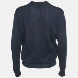 Pre Owned كارديغان برادا صوف بكر أزرار أزرق كحلي مقاس صغير - إكس سمول