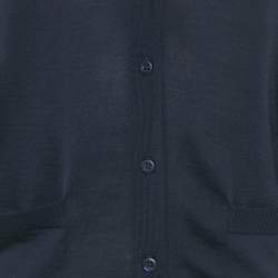 Pre Owned كارديغان برادا صوف بكر أزرار أزرق كحلي مقاس صغير - إكس سمول