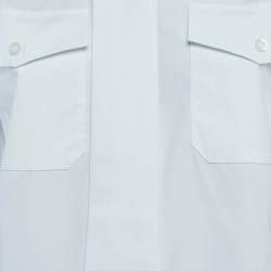 مملوكة مسبقًا قميص برادا قطن أبيض بتفاصيل رباط وأزرار بمقاس صغير - إكس صغير