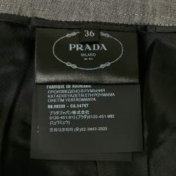 Pre Owned بنطلون برادا صوف رمادي واسع الساق مقاس صغير جدًا