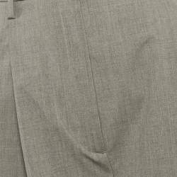 Pre Owned بنطلون برادا صوف رمادي واسع الساق مقاس صغير جدًا