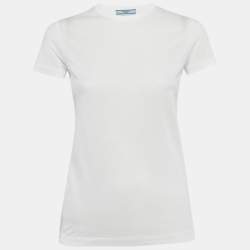 مملوكة مسبقًا Prada White Jersey Crew Neck T-Shirt XS