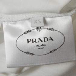 مملوكة مسبقًا Prada White Jersey Crew Neck T-Shirt XS