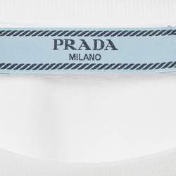 مملوكة مسبقًا Prada White Jersey Crew Neck T-Shirt XS