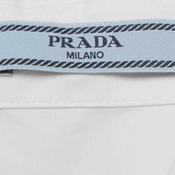 Pre Owned Prada White Cotton Tie Detail Button Front Shirt XS