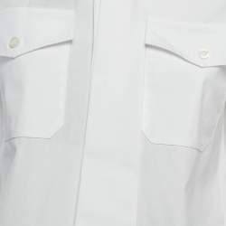 Pre Owned Prada White Cotton Tie Detail Button Front Shirt XS